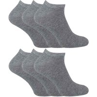 Sock Snob 6 Pairs Cotton Low Cut Ankle Socks in Grey | Size: 12-14