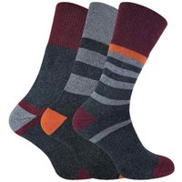 Peninsula Men's 3 Pack Cushioned Anti Blister Dual Layer Hiking Socks in Burgundy | Size: 6-11