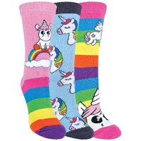 Sock Snob Women's 3 Pack Soft Cotton Unicorn Striped Rainbow Design Socks | Size: 12-3