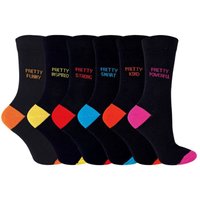 Sock Snob Women's 6 Pack Pretty Socks Happy Colourful Kind Funny Socks in Black | Size: 4-7