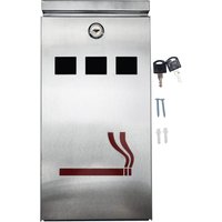Furnished Outdoor Wall Mounted Steel Lockable Smoke Ash Tray in Metallic Silver
