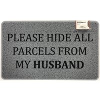 Nicoman Spaghetti Novelty UV Print Funny Door Mat 75 x 45cm - Please HIDE All Parcels From My Husband in Grey | Size: 44 cm x 70 cm