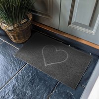 Nicoman Embossed PVC Spaghetti Pressed Heart Doormat in Dark Grey | Size: 45 cm x 75 cm