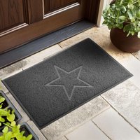 Nicoman Embossed PVC Spaghetti Embossed Star Door Mat in Dark Grey | Size: 45 cm x 75 cm