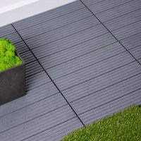 Nicoman Pack of 10 Cosmo Garden Patio Cosmopolitan Interlocking Decking Tiles in Light Grey | Size: 1 Pack