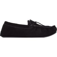 SNUGRUGS Men's Monty, Suede Wool Moccasins with Rubber Sole in Black | Size: 16