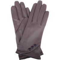 SNUGRUGS Women's Soft Leather Stylish Winter Glove / Gloves with Button Design in Grey | Size: Small