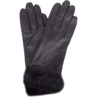 SNUGRUGS Women's Super Soft Stylish Leather Winter Glove / Gloves with Faux Fur Trim in Black | Size: Small