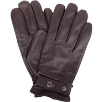 SNUGRUGS Men's Super Soft Leather Biker Winter Gloves with Popper Feature in Brown | Size: Large
