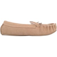 Slip On Suede Moccasin Slippers Wool Lining & Rubber Sole. Made UK
