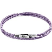 ANCHOR & CREW Men's Liverpool Silver & Rope Bracelet in Lilac | Size: 19 cm