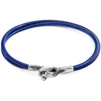 ANCHOR & CREW Men's Tenby Silver & Round Leather Bracelet in Blue | Size: 19 cm