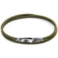ANCHOR & CREW Men's Liverpool Silver & Rope Bracelet in Green | Size: 21 cm