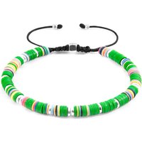 ANCHOR & CREW Men's Kivu Silver & Vinyl Disc Macrame Bracelet in Green