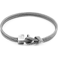 ANCHOR & CREW Men's Brixham Silver & Rope Bracelet in Grey | Size: 23 cm