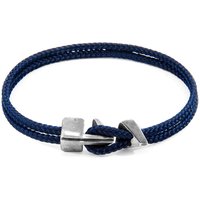 ANCHOR & CREW Men's Brixham Silver & Rope Bracelet in Navy | Size: 19 cm