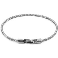 ANCHOR & CREW Men's Talbot Silver & Rope Bracelet in Grey | Size: 23 cm