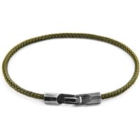 ANCHOR & CREW Men's Talbot Silver & Rope Bracelet in Green | Size: 19 cm