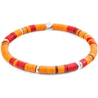 ANCHOR & CREW Men's Malawi Silver & Vinyl Disc Bracelet in Orange | Size: 23 cm