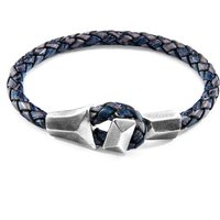 & Alderney Silver & Braided Leather Bracelet cm