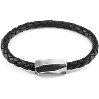 & Hayling Silver & Braided Leather Bracelet cm