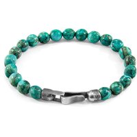 ANCHOR & CREW Men's Nachi Silver & Stone Beaded Bracelet in Blue | Size: 21 cm