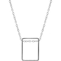 ANCHOR & CREW Women's Bowen Box Mini Geometric Silver Necklace Pendant | Size: 16 inches