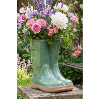 Dibor Sage Green Large Wellington Boot Planter Ceramic Indoor Outdoor Garden Flower Plant Pot H29.5 x W24cm