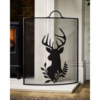 Dibor Traditional Highland Fireplace Guard Stag Head Fire Screen Guard H68cm x W53cm in Black