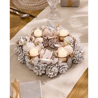 Dibor Wild Wonderland Xmas Table Decoration Centrepiece Christmas Christmas Décor Candle Holders 30cm in White