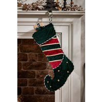 Dibor Set of 4 Green Jingle Bell Velvet Xmas Tree Decoration Christmas Gift Bag | Size: 4 Pack