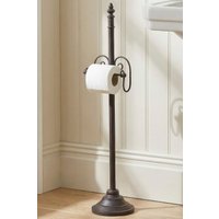 Dibor Vintage Style Ornate Scrolled Antique Toilet Paper Holder Freestanding Bathroom Toilet Roll Holder in Black