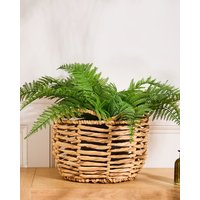 Dibor Vintage Style Large Open Weave Wicker Scalloped Planter Basket (Dia) 30cm, (H) 22cm in Natural
