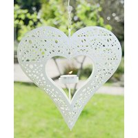 Dibor Ivory Hanging Heart Table Decor Tealight Décor Tealight Candle Holders 24cm