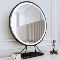 CARME HOME Lucia Large Black Frame Touch Sensor LED Makeup Mirror with Lights