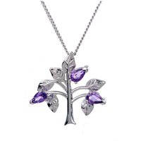 Ojewellery Women's Amethyst Tree of Life Pendant Necklace in Silver | Size: 18 inches