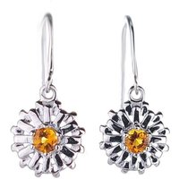 Ojewellery Women's Citrine Sun Dangle Earrings in Silver