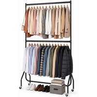 House of Home Clothes Rail Two Tier Heavy Duty Garment Hanging Rack In Black 4ft long x 7ft