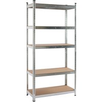 House of Home Boltless 5 Tier Shelving Racking Heavy Duty Steel Shelf Unit Shed Garage Home in Silver