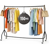 House of Home Clothes Rail Superior Heavy Duty Rack With Wheels 6FT Long x 5FT Tall in Black