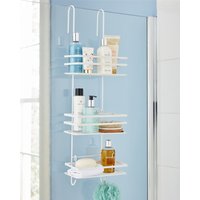 House of Home Shower Caddy 3 Tier Bathroom Over The Door Storage Organiser Hanging Basket With Shelving in White