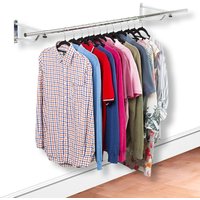 House of Home Clothes Rail Wall Mounted Garment Hanging Wardrobe Rack Storage Size 4ft Long in Silver
