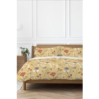 Copenhagen Home 'Olia' Reversible Polycotton Duvet Cover Set in Yellow | Size: Single