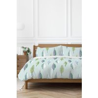 Copenhagen Home 'Flynn' Leaf Design Polycotton Duver Cover Set in Duck Egg Blue | Size: Double