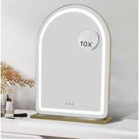 Downton Interiors Gold Metal Frame LED Vanity Dressing Tabletop Mirror 70cm - Soho Collection | Size: 700mm