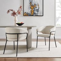 Modish Furnishing Capri Set Of 2 Cream Linen Dining Chair with Sleek Black Frame