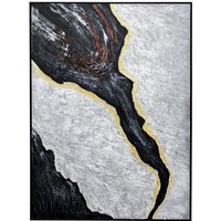 Modish Furnishing Black & Grey Abstract Canvas with Bright Accents & Black Frame
