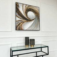 Modish Furnishing Blue White & Gold Swirl Textured Canvas