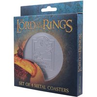 The Lord of the Rings Set of 4 Embossed Metal Coasters in Metallic Silver