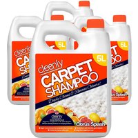 cleenly Carpet Cleaning Shampoo Odour Remover Citrus Fragrance 4 x 5L in Orange